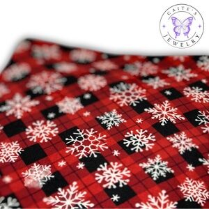 Handmade Small Book/Kindle Sleeve with a Plaid Snowflakes Fabric